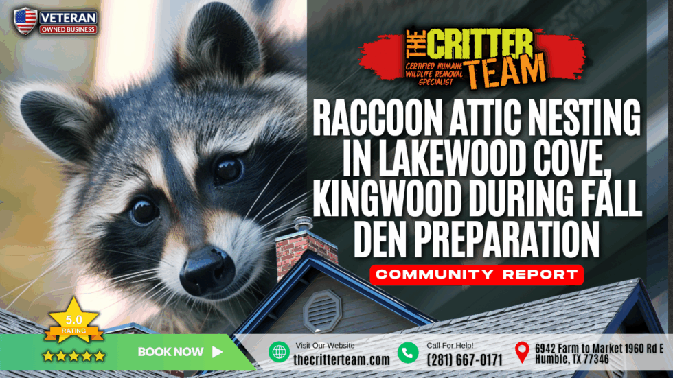 Raccoon Attic Nesting in the Lakewood Cove Neighborhood of Kingwood, TX ...